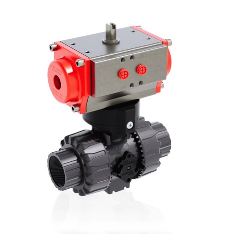 VKDNV/CP NO - Pneumatically actuated DUAL BLOCK® 2-way ball valve - PVC-U Pneumatically actuated valves