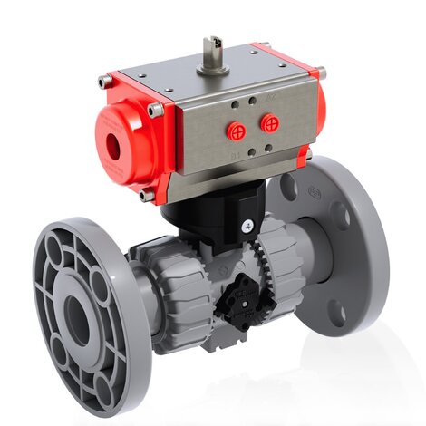 VKDOAC/CP NC - Pneumatically actuated DUAL BLOCK® 2-way ball valve - PVC-C Pneumatically actuated valves