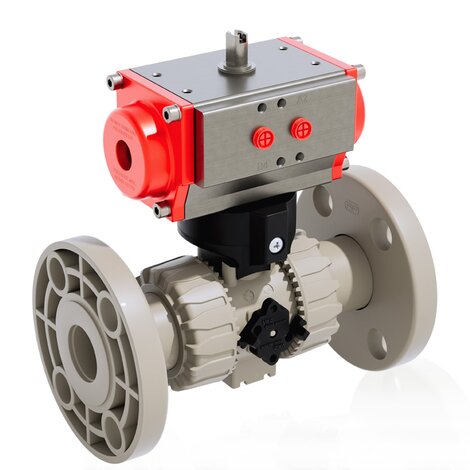 VKDOAM/CP DA - Pneumatically actuated DUAL BLOCK® 2-way ball valve - PP-H Pneumatically actuated valves