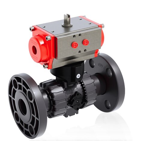 VKDOAV/CP DA - Pneumatically actuated DUAL BLOCK® 2-way ball valve - PVC-U Pneumatically actuated valves
