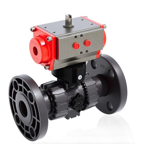 VKDOAV/CP NC - Pneumatically actuated DUAL BLOCK® 2-way ball valve - PVC-U Pneumatically actuated valves