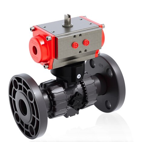 VKDOAV/CP NO - Pneumatically actuated DUAL BLOCK® 2-way ball valve - PVC-U Pneumatically actuated valves