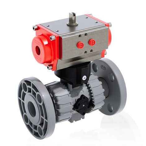 VKDOC/CP NC - Pneumatically actuated DUAL BLOCK® 2-way ball valve - PVC-C Pneumatically actuated valves