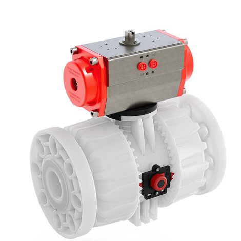 VKDOF - VKDOAF /CP DA - Pneumatically actuated DUAL BLOCK® 2-way ball valve - PVDF Pneumatically actuated valves