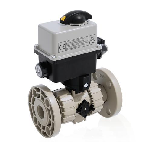 VKDOM/CE 90-240 V AC - Electrically actuated DUAL BLOCK® 2-way ball valve - PP-H Electrically actuated valves