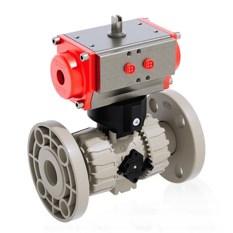 VKDOM/CP NC - Pneumatically actuated DUAL BLOCK® 2-way ball valve - PP-H Pneumatically actuated valves