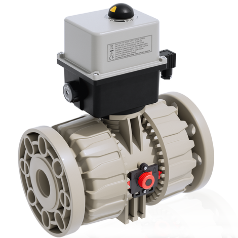 VKDOM - VKDOAM /CE 24 V AC/DC - Electrically actuated DUAL BLOCK® 2-way ball valve - PP-H Electrically actuated valves