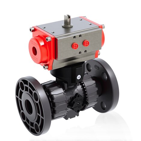 VKDOV/CP DA - Pneumatically actuated DUAL BLOCK® 2-way ball valve - PVC-U Pneumatically actuated valves