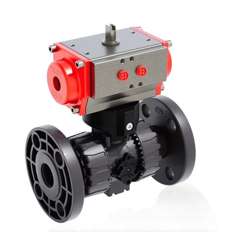 VKDOV/CP NC - Pneumatically actuated DUAL BLOCK® 2-way ball valve - PVC-U Pneumatically actuated valves