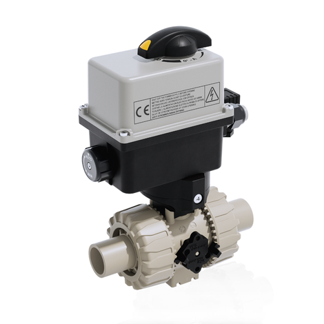 VKRBM/CE 24 V AC/DC 4-20 mA - Electrically actuated DUAL BLOCK® regulating ball valve - PP-H Electrically actuated valves