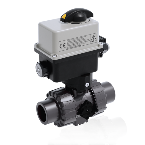 VKRJV/CE 24 V AC/DC 4-20 mA - Electrically actuated DUAL BLOCK® regulating ball valve - PVC-U Electrically actuated valves