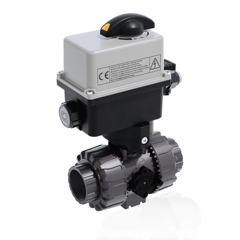 VKRNV/CE 24 V AC/DC 4-20 mA - Electrically actuated DUAL BLOCK® regulating ball valve - PVC-U Electrically actuated valves