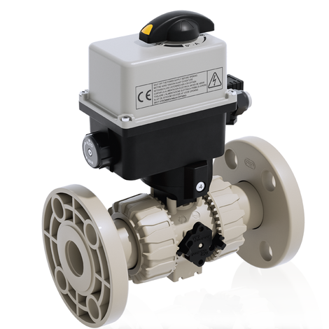 VKROAM/CE 90-240 V AC 4-20 mA - Electrically actuated DUAL BLOCK® regulating ball valve - PP-H Electrically actuated valves