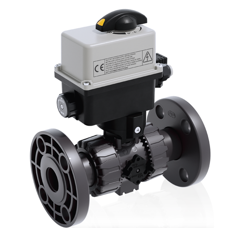VKROAV/CE 90-240 V AC 4-20 mA - Electrically actuated DUAL BLOCK® regulating ball valve - PVC-U Electrically actuated valves
