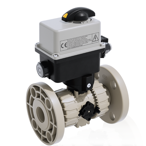 VKROM/CE 90-240 V AC 4-20 mA - Electrically actuated DUAL BLOCK® regulating ball valve - PP-H Electrically actuated valves