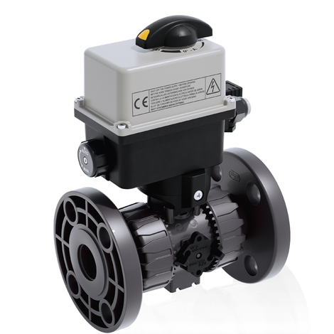 VKROV/CE 90-240 V AC 4-20 mA - Electrically actuated DUAL BLOCK® regulating ball valve - PVC-U Electrically actuated valves