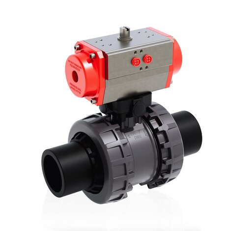 VXEBEV/CP NC - pneumatically actuated Easyfit 2-way ball valve - PVC-U Pneumatically actuated valves